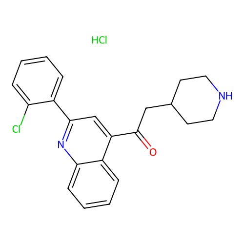 Ethanone, 1-(2-(2-chlorophenyl)-4-quinolinyl)-2-(4-piperidinyl)-, hydrochloride structure