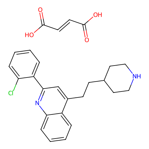 But-2-enedioic acid;2-(2-chlorophenyl)-4-(2-piperidin-4-ylethyl)quinoline structure
