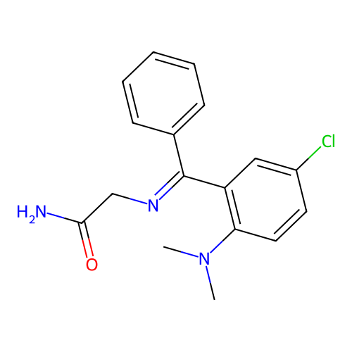 (Z)-2-(((5-Chloro-2-(dimethylamino)phenyl)phenylmethylene)amino)acetamide structure