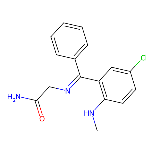 (Z)-2-(((5-Chloro-2-(methylamino)phenyl)phenylmethylene)amino)acetamide structure