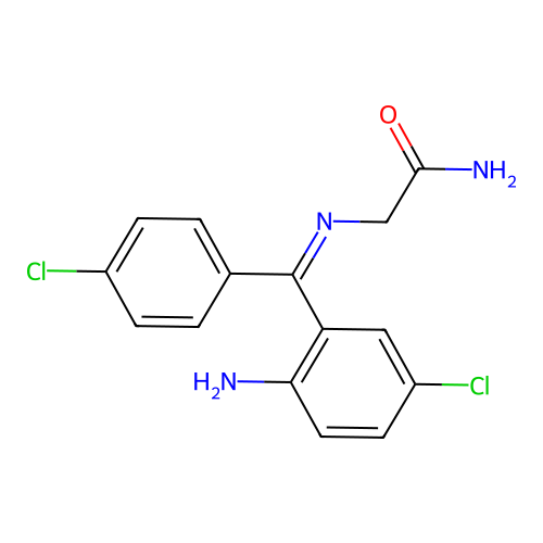 (Z)-2-(((2-Amino-5-chlorophenyl)(4-chlorophenyl)methylene)amino)acetamide structure