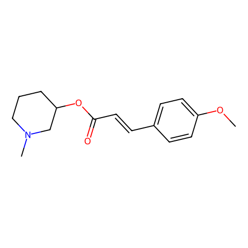 1-methylpiperidin-3-yl (2E)-3-(4-methoxyphenyl)prop-2-enoate structure