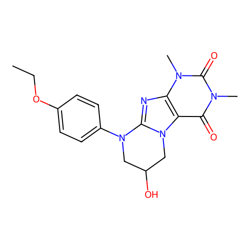 9-(4-ethoxyphenyl)-7-hydroxy-1,3-dimethyl-6,7,8,9-tetrahydropyrimido[2,1-f]purine-2,4(1H,3H)-dione structure