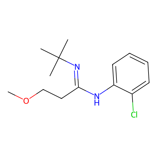 N'-tert-butyl-N-(2-chlorophenyl)-3-methoxypropanimidamide structure