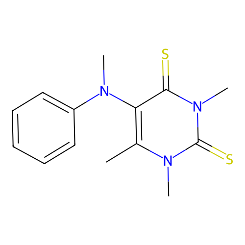 1,3,6-trimethyl-5-(N-methylanilino)pyrimidine-2,4-dithione structure