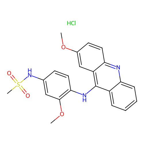 Methanesulfonamide, N-(3-methoxy-4-((2-methoxy-9-acridinyl)amino)phenyl)-, monohydrochloride structure