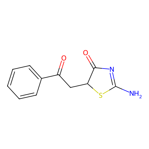 2-Imino-5-(2-oxo-2-phenylethyl)-1,3-thiazolidin-4-one structure