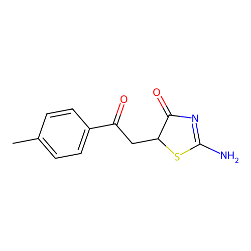 2-Imino-5-(2-oxo-2-p-tolyl-ethyl)-thiazolidin-4-one structure