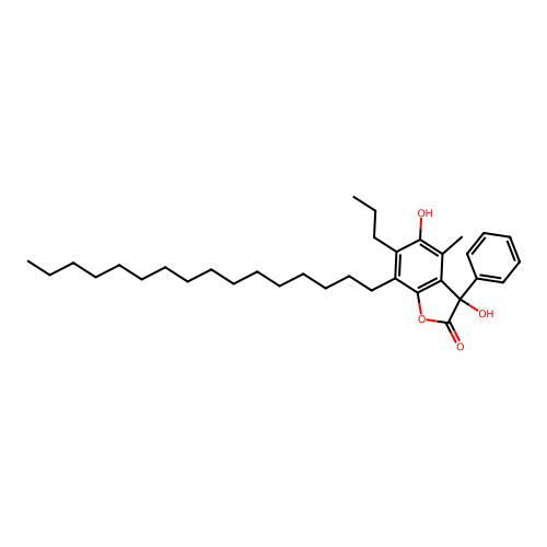 7-Hexadecyl-3,5-dihydroxy-4-methyl-3-phenyl-6-propyl-3H-benzofuran-2-one structure