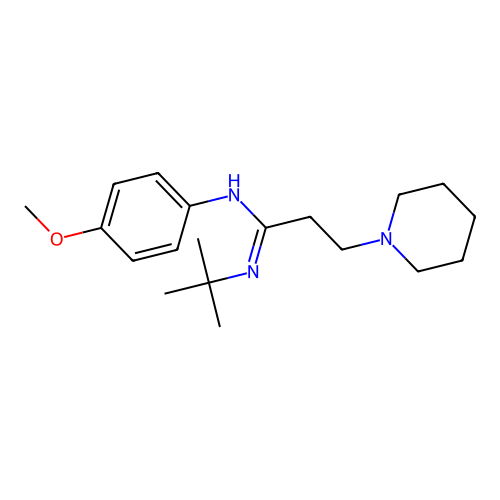 N'-tert-butyl-N-(4-methoxyphenyl)-3-piperidin-1-ylpropanimidamide structure