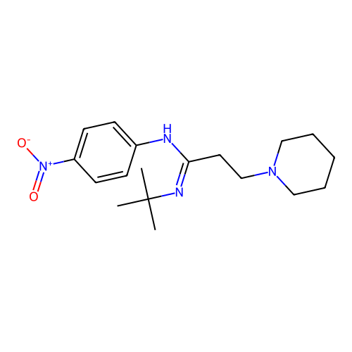 N'-tert-butyl-N-(4-nitrophenyl)-3-piperidin-1-ylpropanimidamide structure