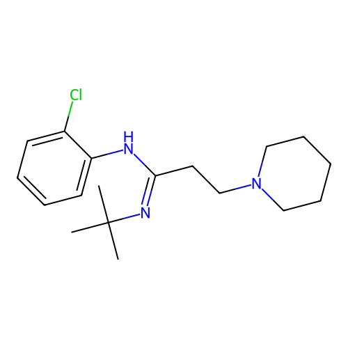 N'-tert-butyl-N-(2-chlorophenyl)-3-piperidin-1-ylpropanimidamide structure