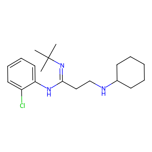 N'-tert-butyl-N-(2-chlorophenyl)-3-(cyclohexylamino)propanimidamide structure
