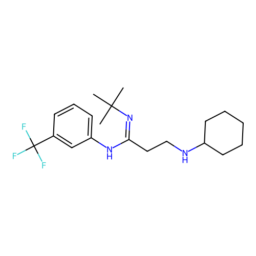 N'-tert-butyl-3-(cyclohexylamino)-N-[3-(trifluoromethyl)phenyl]propanimidamide structure
