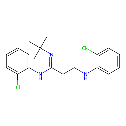 N'-tert-butyl-3-(2-chloroanilino)-N-(2-chlorophenyl)propanimidamide structure