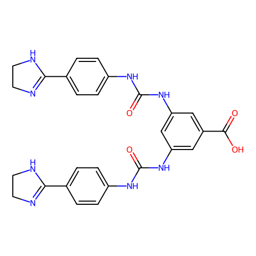 3,5-Bis(((4-(4,5-dihydro-1H-imidazol-2-yl)anilino)carbonyl)amino)benzoic acid structure