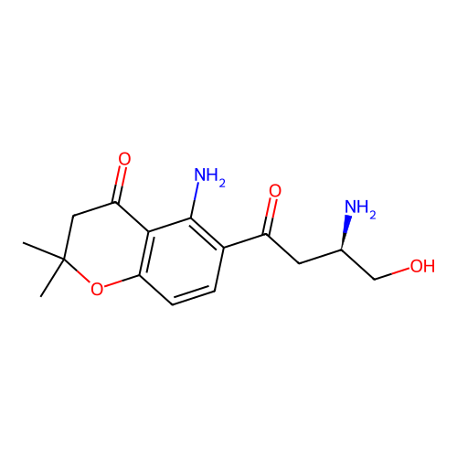 5-amino-6-[(3R)-3-amino-4-hydroxybutanoyl]-2,2-dimethyl-3H-chromen-4-one structure