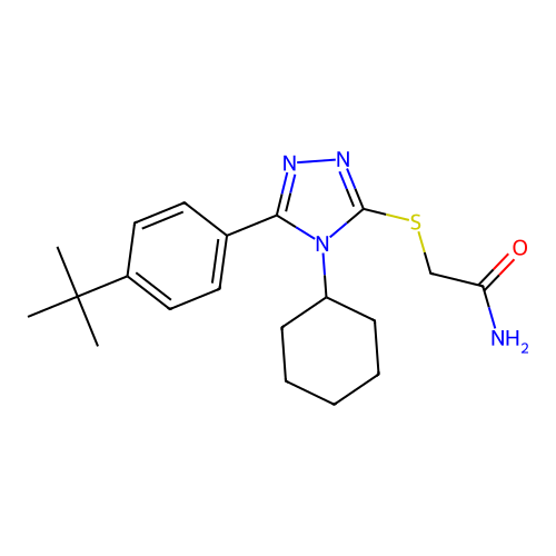 2-((5-(4-(tert-Butyl)phenyl)-4-cyclohexyl-4H-1,2,4-triazol-3-yl)thio)acetamide structure