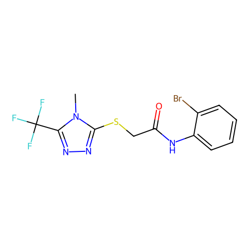 N-(2-bromophenyl)-2-{[4-methyl-5-(trifluoromethyl)-4H-1,2,4-triazol-3-yl]sulfanyl}acetamide structure