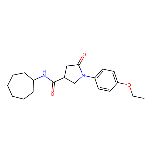 N-cycloheptyl-1-(4-ethoxyphenyl)-5-oxopyrrolidine-3-carboxamide structure