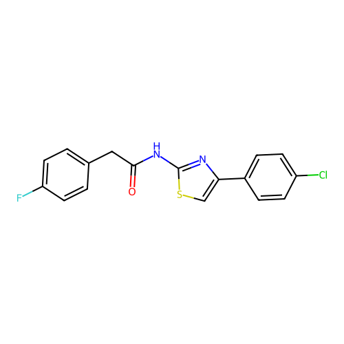 N-[4-(4-chlorophenyl)-1,3-thiazol-2-yl]-2-(4-fluorophenyl)acetamide structure