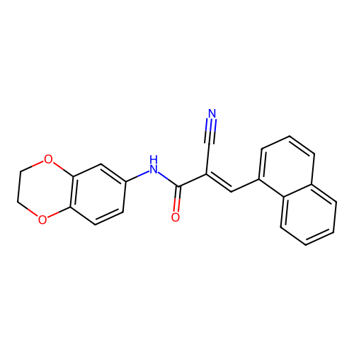 2-cyano-N-(2,3-dihydro-1,4-benzodioxin-6-yl)-3-naphthalen-1-ylprop-2-enamide structure