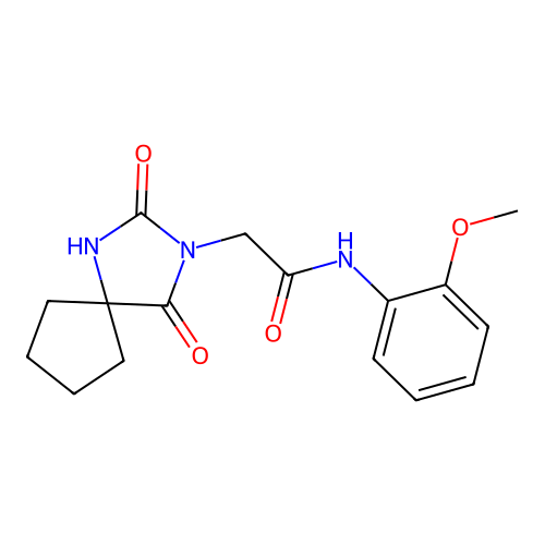 2-(2,4-dioxo-1,3-diazaspiro[4.4]nonan-3-yl)-N-(2-methoxyphenyl)acetamide structure