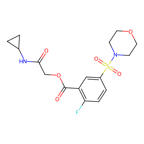 [2-(Cyclopropylamino)-2-oxoethyl] 2-fluoro-5-morpholin-4-ylsulfonylbenzoate structure