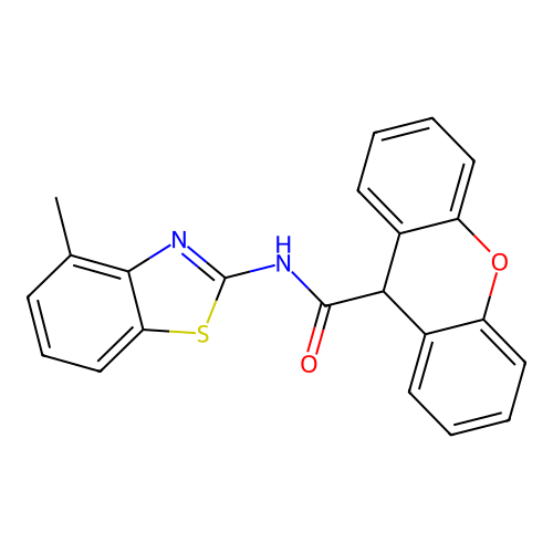 N-(4-methyl-1,3-benzothiazol-2-yl)-9H-xanthene-9-carboxamide structure