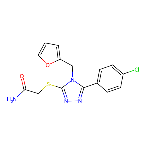 2-{[5-(4-chlorophenyl)-4-(furan-2-ylmethyl)-4H-1,2,4-triazol-3-yl]sulfanyl}acetamide structure