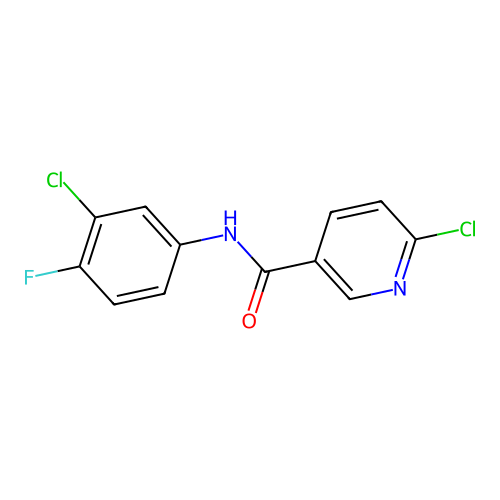 6-chloro-N-(3-chloro-4-fluorophenyl)pyridine-3-carboxamide structure