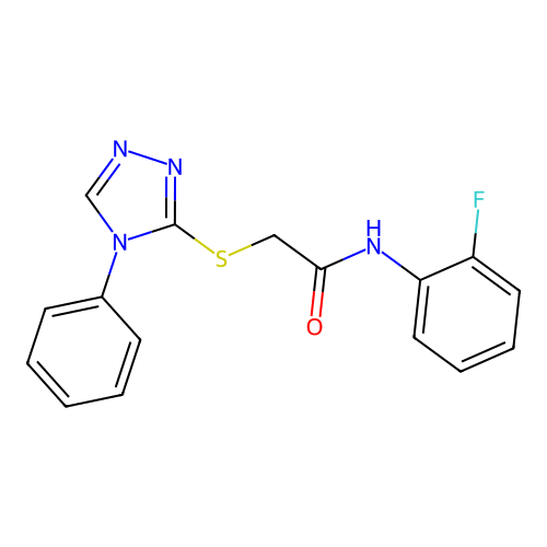 N-(2-fluorophenyl)-2-[(4-phenyl-1,2,4-triazol-3-yl)sulfanyl]acetamide structure