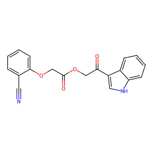 [2-(1H-indol-3-yl)-2-oxoethyl] 2-(2-cyanophenoxy)acetate structure