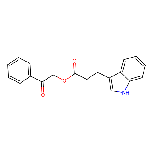 2-oxo-2-phenylethyl 3-(1H-indol-3-yl)propanoate structure