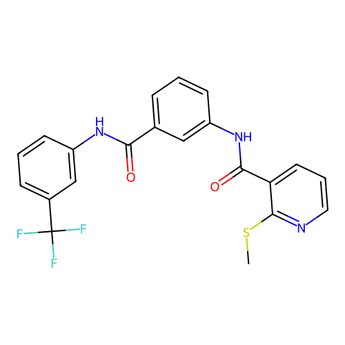 2-methylsulfanyl-N-[3-[[3-(trifluoromethyl)phenyl]carbamoyl]phenyl]pyridine-3-carboxamide structure