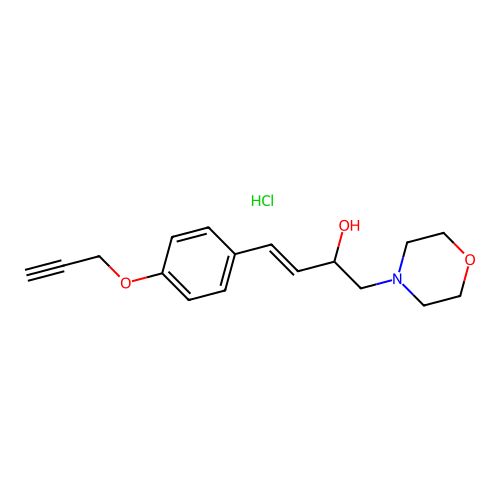 1-Morpholin-4-yl-4-(4-prop-2-ynoxyphenyl)but-3-en-2-ol;hydrochloride structure