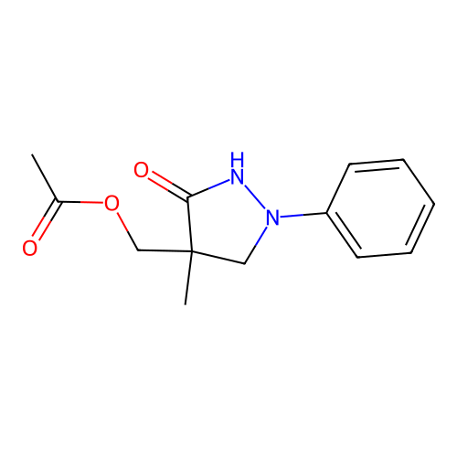 (4-Methyl-3-oxo-1-phenylpyrazolidin-4-yl)methyl acetate structure