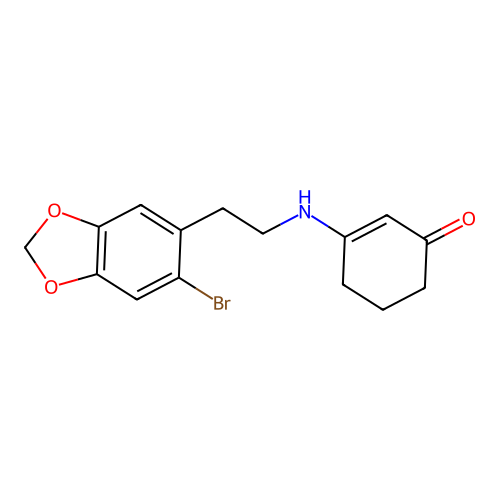 3-[2-(6-Bromo-1,3-benzodioxol-5-yl)ethylamino]cyclohex-2-en-1-one structure