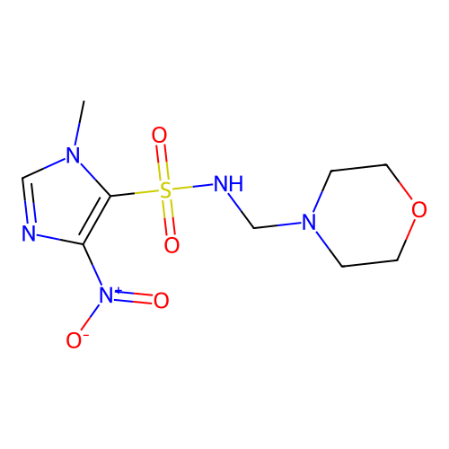 Imidazole-5-sulfonamide, 1-methyl-N-(morpholinomethyl)-4-nitro- structure
