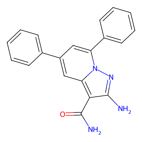 2-Amino-5,7-diphenylpyrazolo[1,5-a]pyridine-3-carboxamide structure