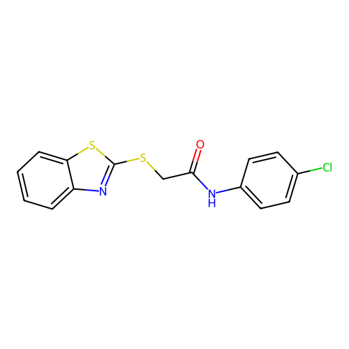 2-(1,3-benzothiazol-2-ylsulfanyl)-N-(4-chlorophenyl)acetamide structure