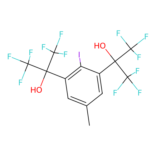 2,2'-(2-Iodo-5-methyl-1,3-phenylene)bis(hexafluoropropan-2-ol) structure