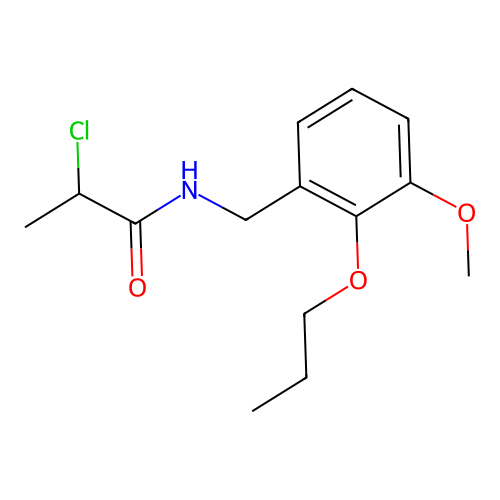Propanamide, 2-chloro-N-((3-methoxy-2-propoxyphenyl)methyl)- structure