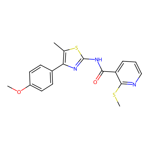 N-[4-(4-methoxyphenyl)-5-methyl-1,3-thiazol-2-yl]-2-methylsulfanylpyridine-3-carboxamide structure
