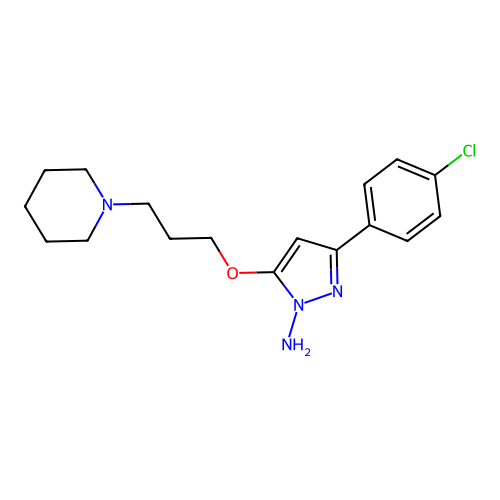 1H-Pyrazol-1-amine, 3-(4-chlorophenyl)-5-(3-(1-piperidinyl)propoxy)- structure