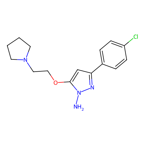 1H-Pyrazol-1-amine, 3-(4-chlorophenyl)-5-(2-(1-pyrrolidinyl)ethoxy)- structure
