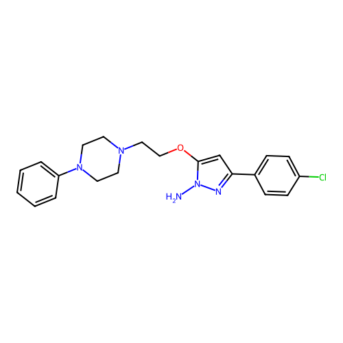 1H-Pyrazol-1-amine, 3-(4-chlorophenyl)-5-(2-(4-phenyl-1-piperazinyl)ethoxy)- structure