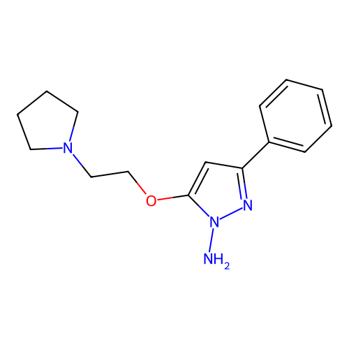 1H-Pyrazol-1-amine, 3-phenyl-5-(2-(1-pyrrolidinyl)ethoxy)- structure
