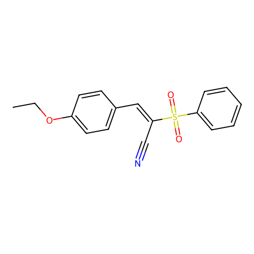(E)-2-(benzenesulfonyl)-3-(4-ethoxyphenyl)prop-2-enenitrile structure