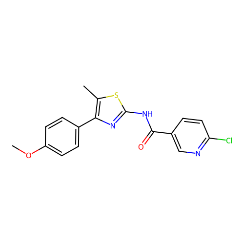 6-chloro-N-[4-(4-methoxyphenyl)-5-methyl-1,3-thiazol-2-yl]pyridine-3-carboxamide structure